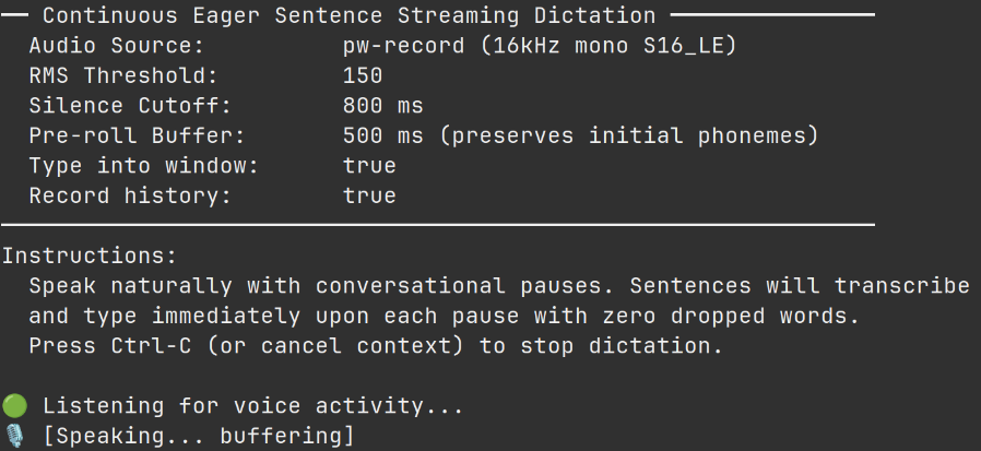 Voxi eager sentence streaming in a desktop app